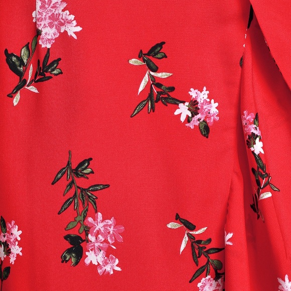 Rosana Red Floral Print Ruffled Wrap Maxi Dress - Picture 5 of 5